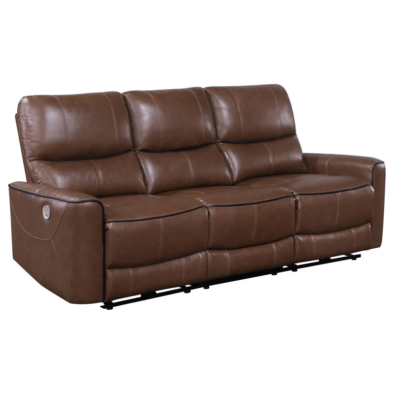 Coaster Furniture Greenfield 610264P Upholstered Power Reclining Sofa - Saddle Brown
