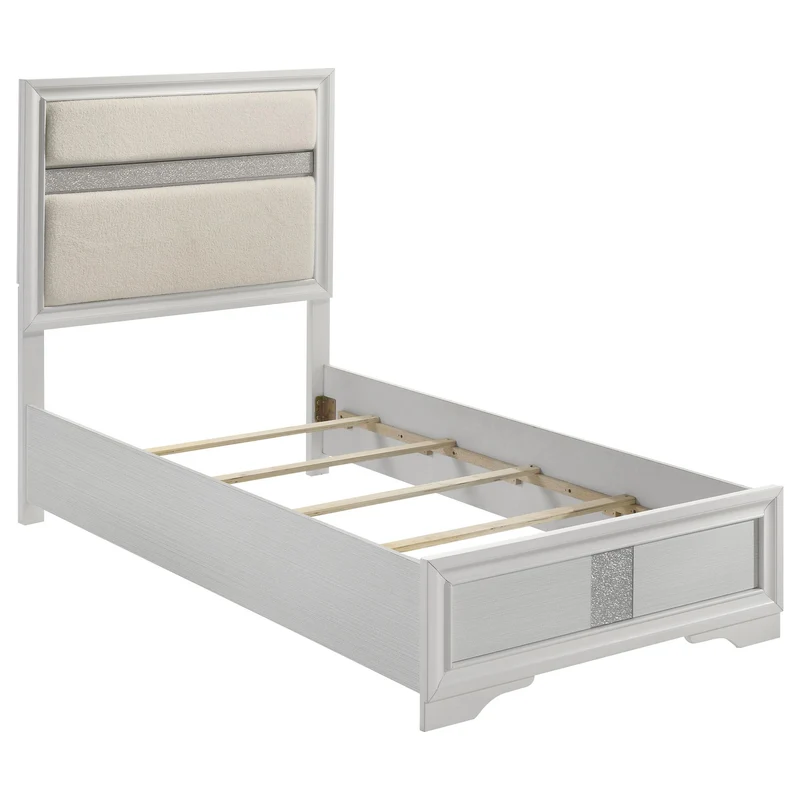 Coaster Furniture Miranda 205110T 54-inch Upholstered Twin Panel Bed - White
