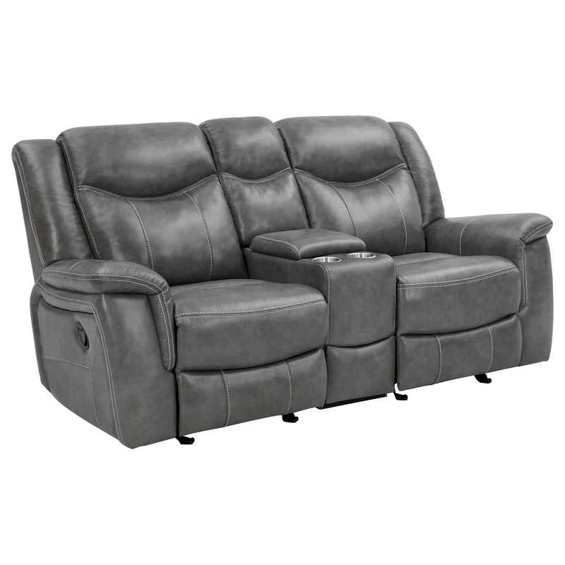 Coaster Furniture Conrad 650355 Upholstered Padded Arm Glider Loveseat - Grey