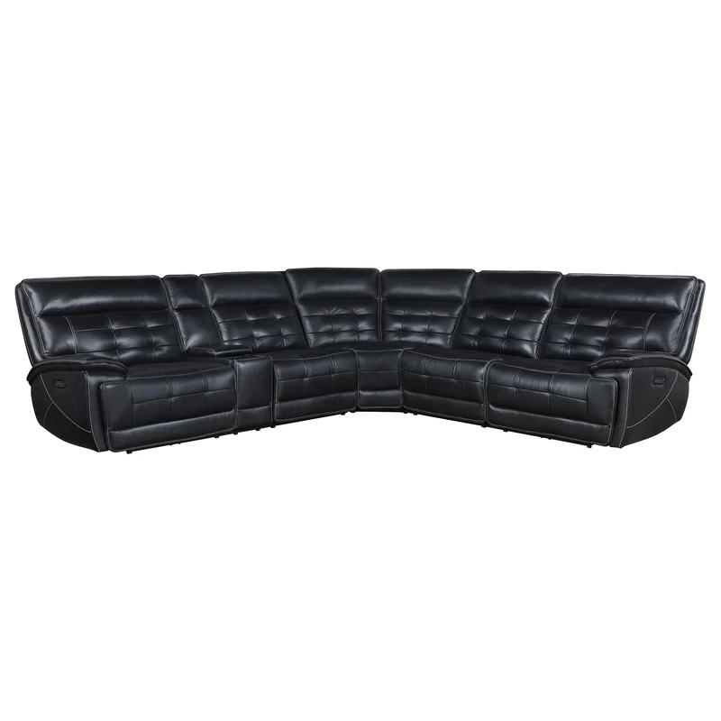 Coaster Furniture Hewitt 609610PP Leather Upholstered Power Reclining Sectional - Black