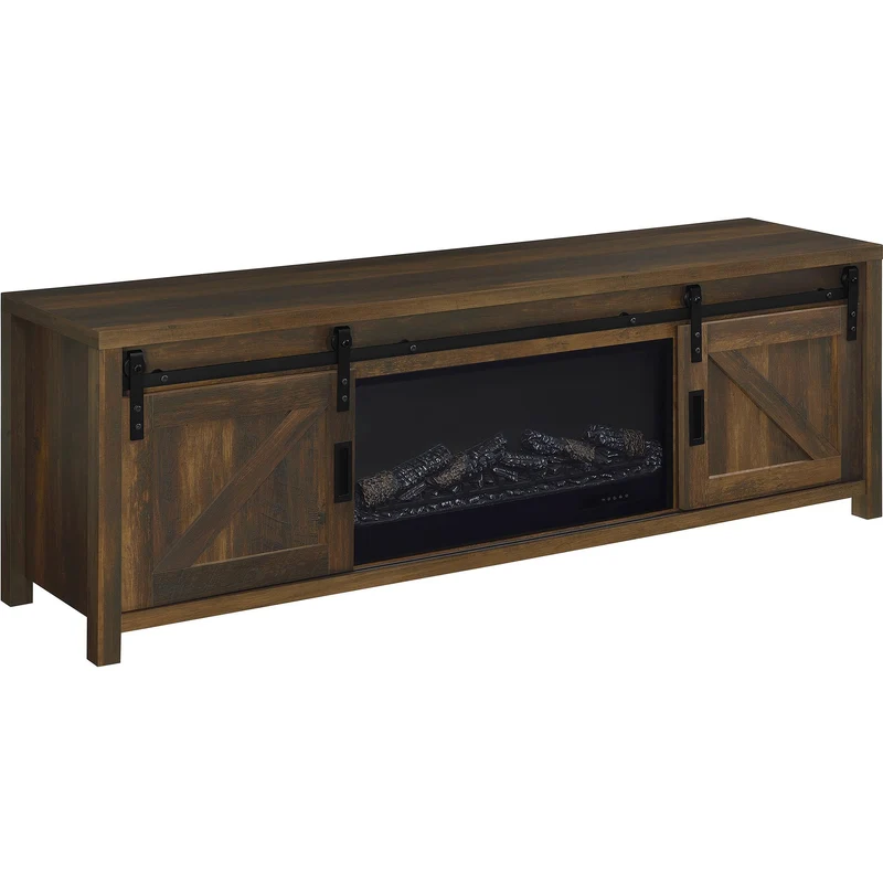 Coaster Furniture Enfield 722863 71-inch TV Stand Fireplace Media Console - Dark Pine