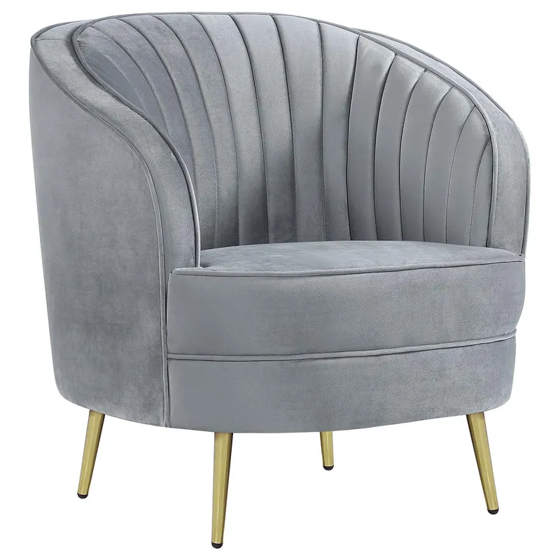 Coaster Furniture Sophia 506866 Upholstered Channel Tufted Barrel Accent Chair - Grey