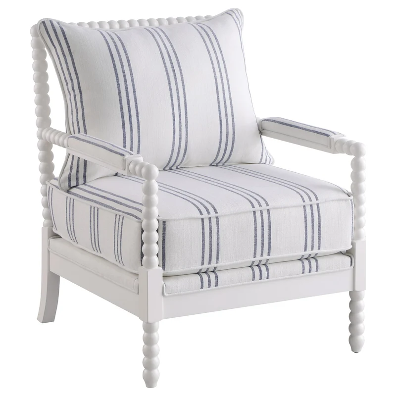 Coaster Furniture Blanchett 903835 Upholstered Bobbin Accent Chair - White and Navy