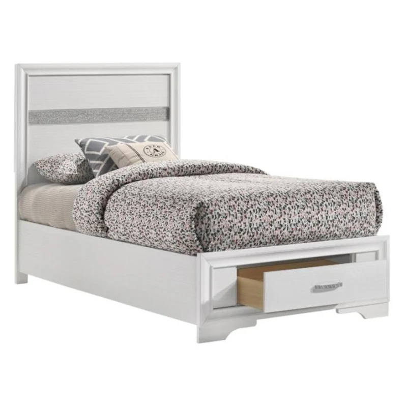 Coaster Furniture Miranda 205111T 51-inch Wood Twin Storage Panel Bed - White