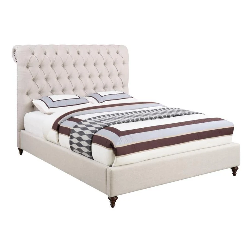 Coaster Furniture Devon 300525KE 57-inch Upholstered Eastern King Panel Bed - Beige