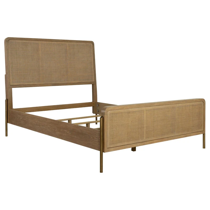 Coaster Furniture Arini 224300Q Rattan Queen Panel Bed - Sand Wash and Natural Cane