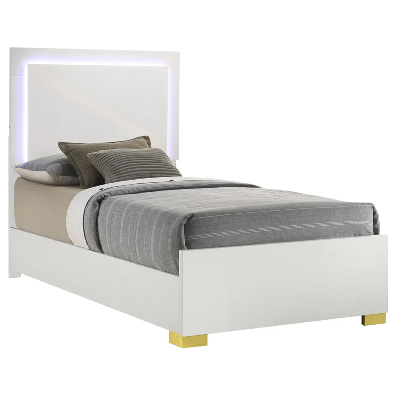 Coaster Furniture Marceline 222931T Wood Twin LED Panel Bed - White