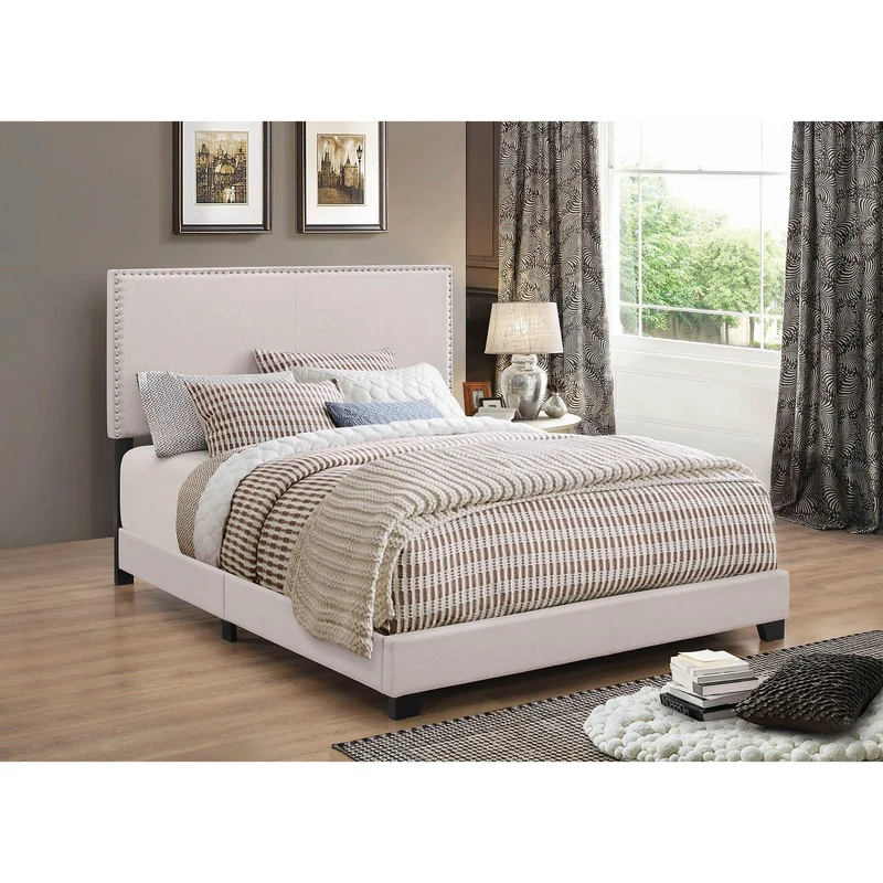 Coaster Furniture Boyd 350051KE Upholstered Eastern King Panel Bed - Ivory