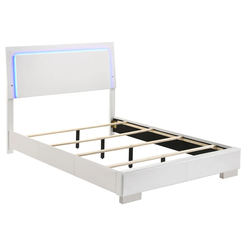 Coaster Furniture Felicity 203500F Wood Full LED Panel Bed - White High Gloss