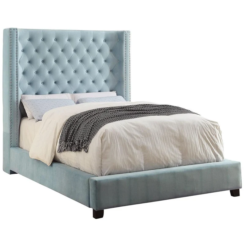 Furniture of America Mirabelle California King Upholstered Panel Bed CM7679BL-CK