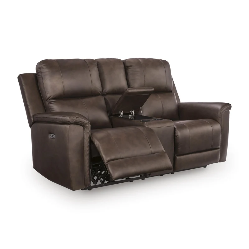 Signature Design by Ashley Bleckley PCU1200118 Power Reclining Loveseat with Console and Adjustable Headrest