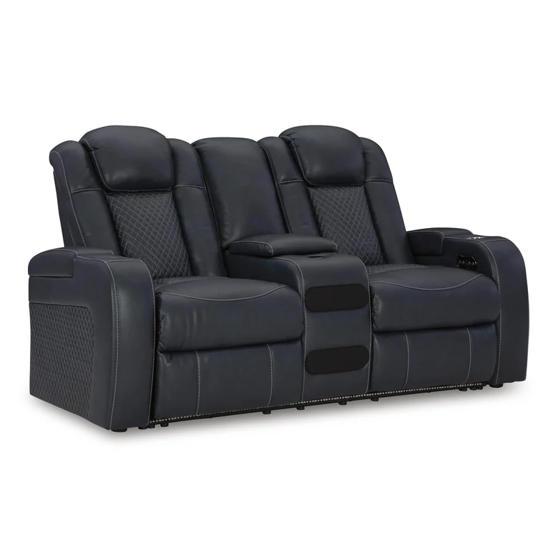 Signature Design by Ashley Fyne-Dyme 3660318 Power Reclining Loveseat with Console and Adjustable Headrest