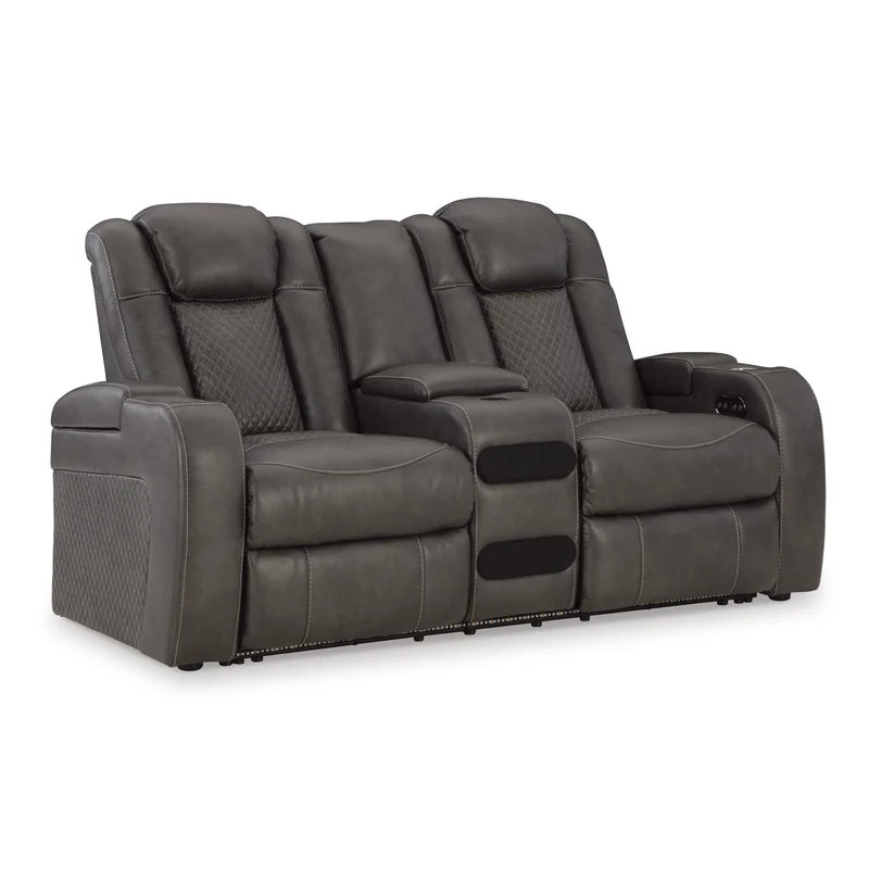 Signature Design by Ashley Fyne-Dyme 3660218 Power Reclining Loveseat with Console and Adjustable Headrest