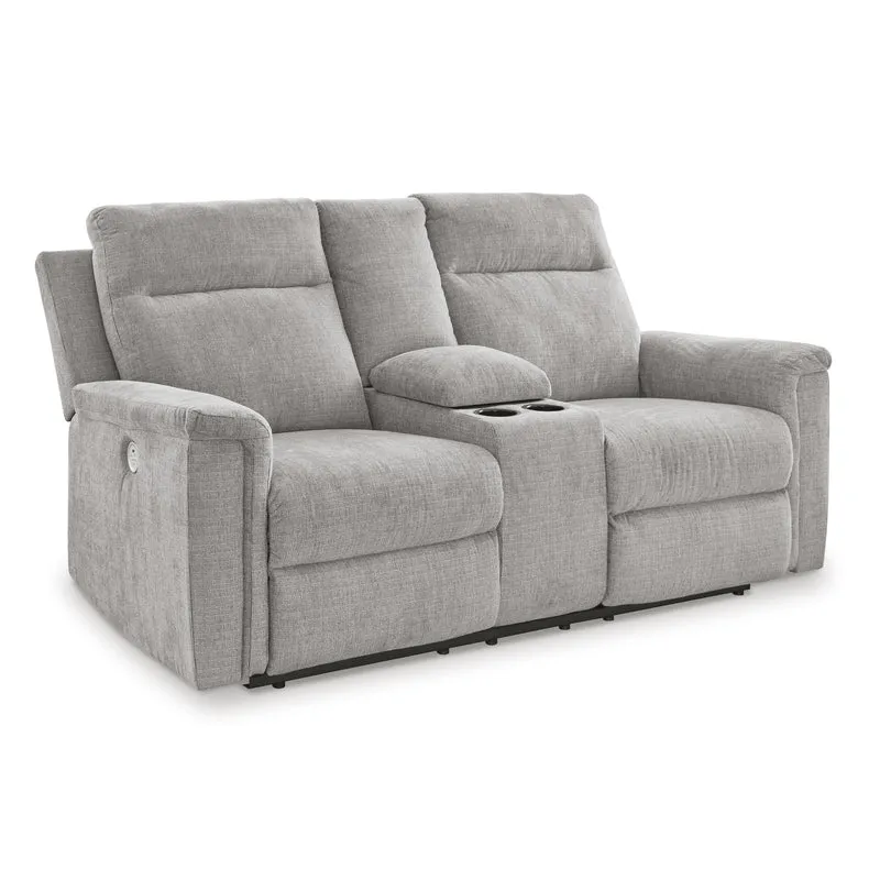 Signature Design by Ashley Barnsana 3320196 Double Reclining Power Loveseat with Console
