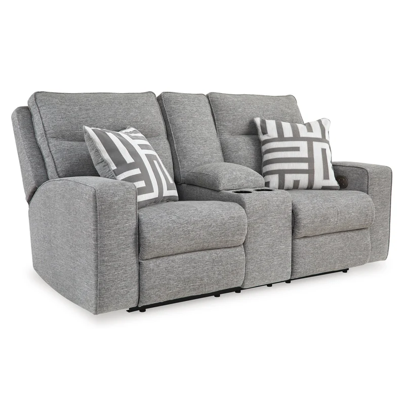 Signature Design by Ashley Biscoe 9050318 Power Reclining Loveseat with Console and Adjustable Headrest