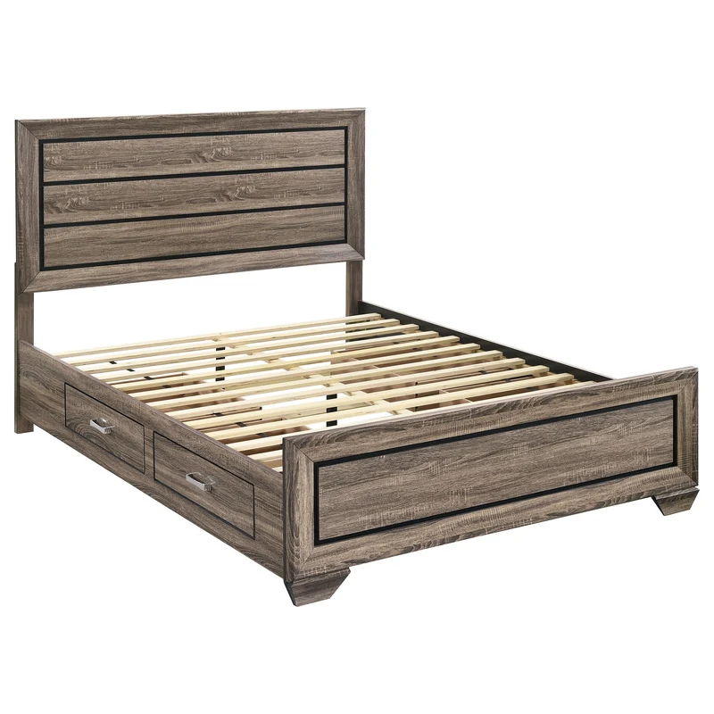 Coaster Furniture Kauffman 204190Q Wood Queen Storage Panel Bed - Washed Taupe