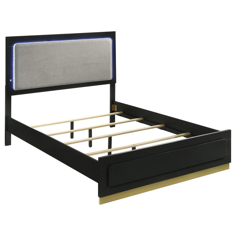 Coaster Furniture Caraway 224781Q Wood Queen LED Panel Bed - Black