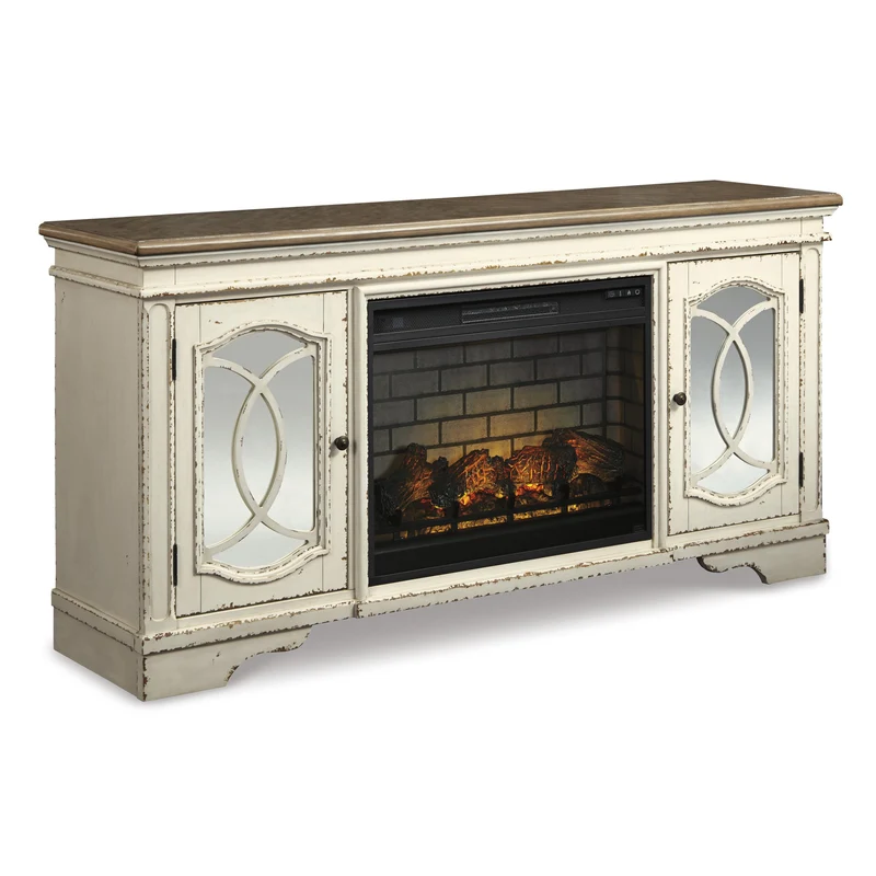 Signature Design by Ashley Realyn W743W2 74" TV Stand with Electric Fireplace