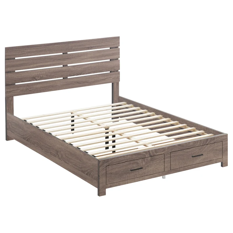 Coaster Furniture Brantford 207040Q Wood Queen Storage Panel Bed - Barrel Oak