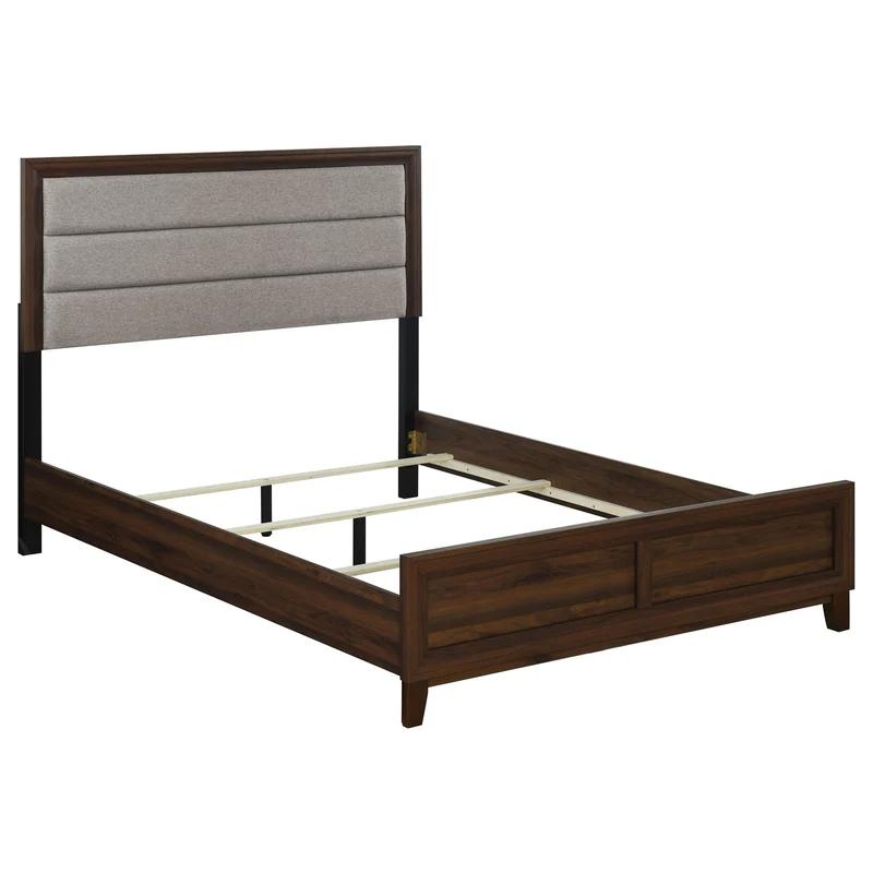 Coaster Furniture Welsley 223441Q 50-inch Upholstered Queen Bed - Walnut