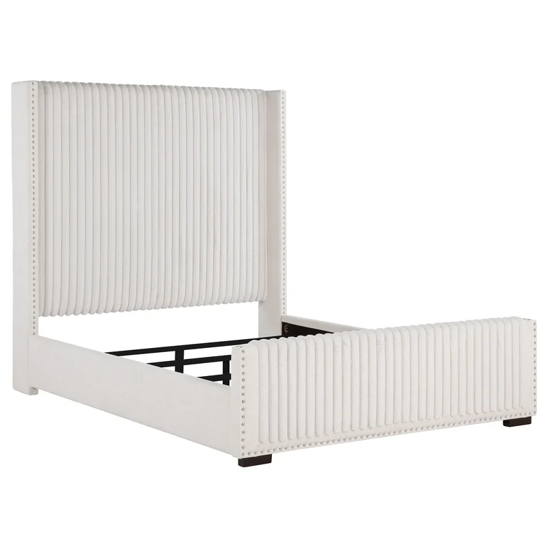 Coaster Furniture Natasha 306051Q 65-inch Upholstered Queen Wingback Bed - Cream