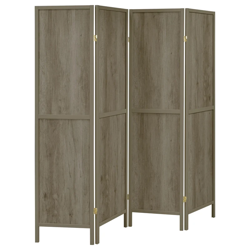 Coaster Furniture Deepika 961415 4-Panel Room Divider Folding Screen - Grey Driftwood