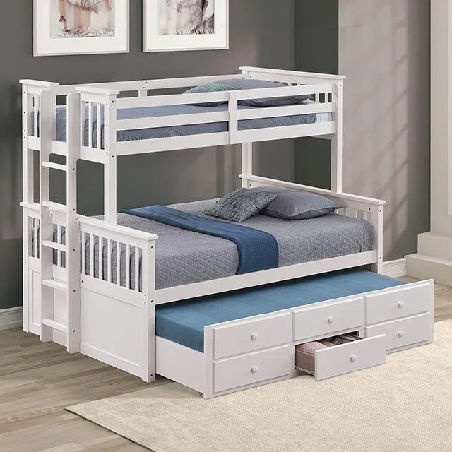Furniture of America University FM-BK458F-WH Twin/Full Bunk Bed