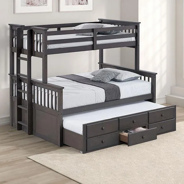 Furniture of America University FM-BK458F-GY Twin/Full Bunk Bed