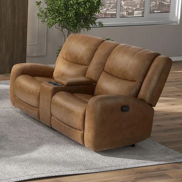 Furniture of America Leolinus CM9989BR-LV-M Manual Recliner Loveseat w/ Console