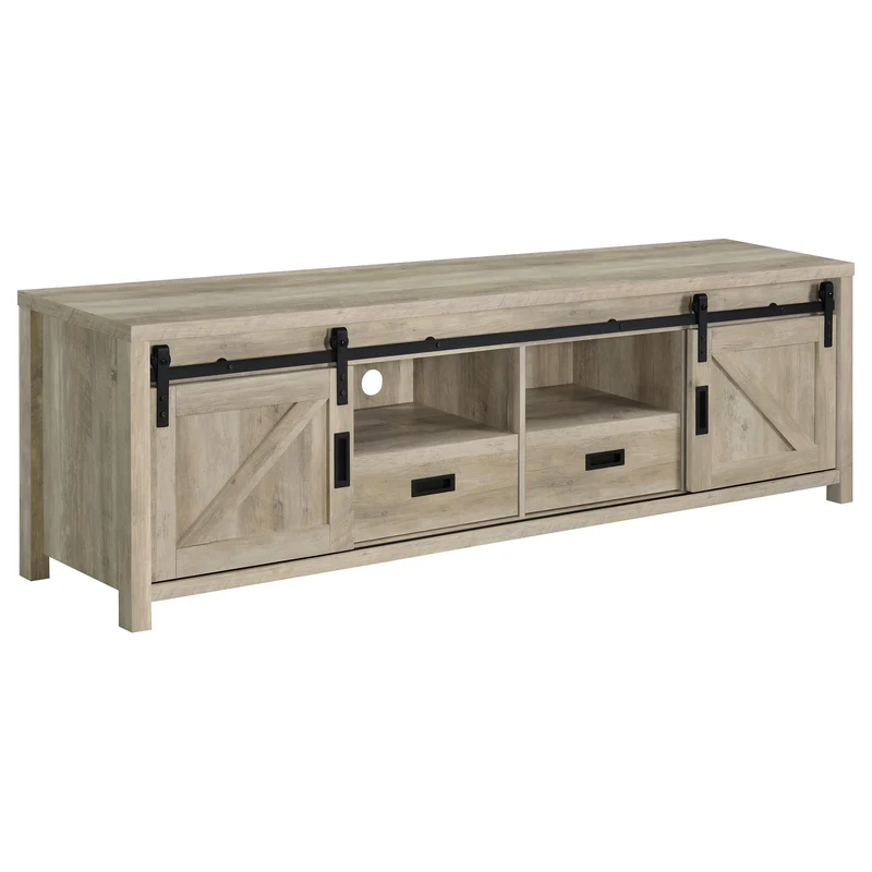Coaster Furniture Madra 736263 2-door Engineered Wood 79" TV Stand - Distressed Pine
