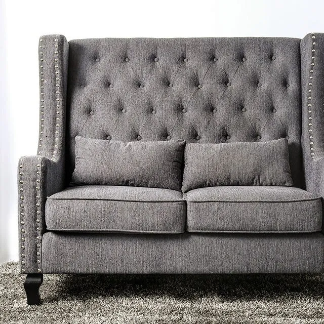 Furniture of America Alicante CM-BN6449GY-PK-VN Love Seat Bench, Gray