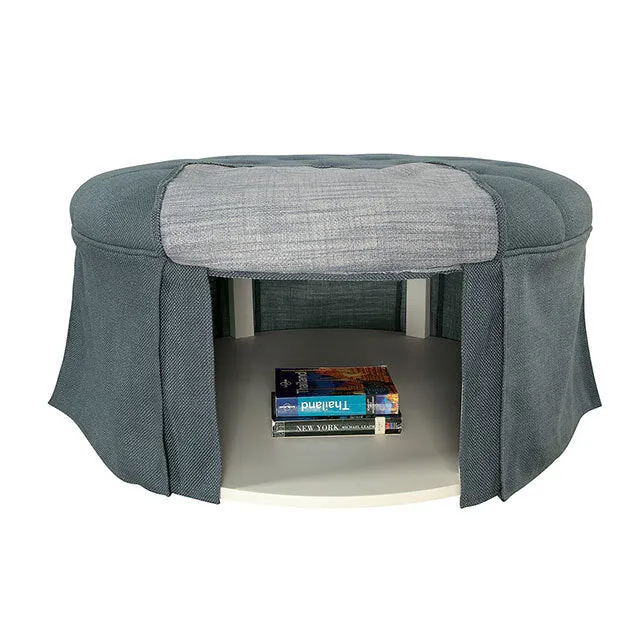 Furniture of America Claes CM-BN6175BL Round Ottoman