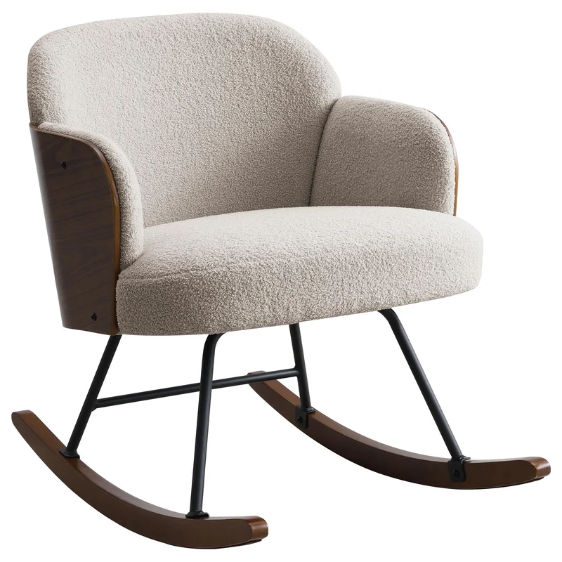 Coaster Furniture Paige 602625 Boucle Upholstered Mid Back Rocking Chair - Beige
