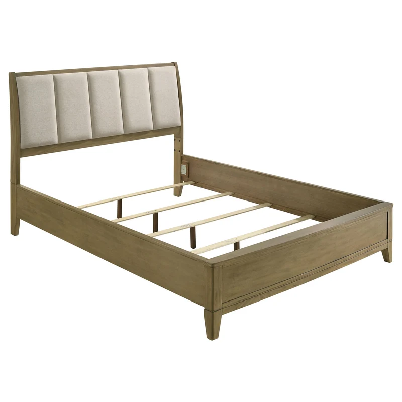 Coaster Furniture Granada 224921Q Upholstered Queen Panel Bed - Natural Pine