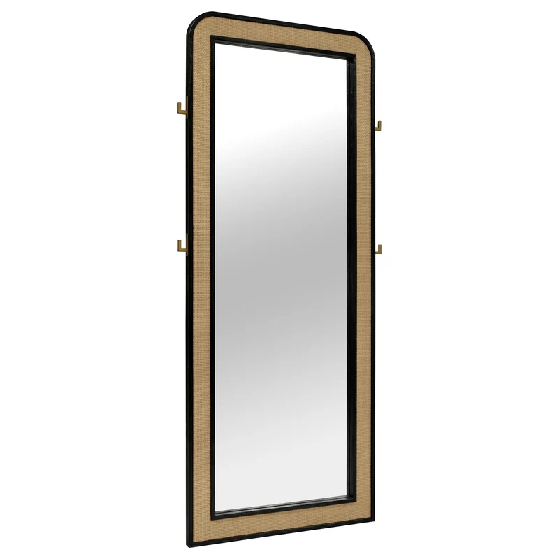 Coaster Furniture Arini 224339 Cane Weave Full Length Standing Floor Mirror - Black