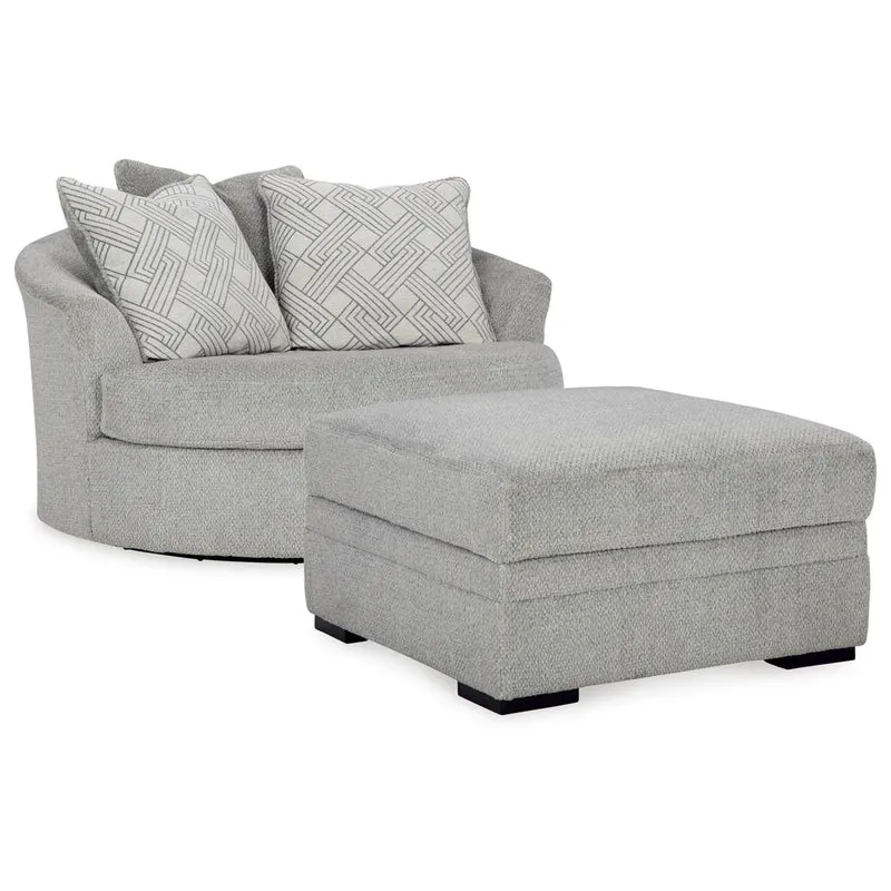 Signature Design by Ashley Casselbury 52906U1 Oversized Swivel Chair and Ottoman