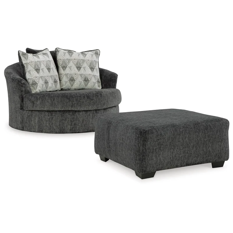 Signature Design by Ashley Biddeford 35504U1 Oversized Swivel Chair and Ottoman