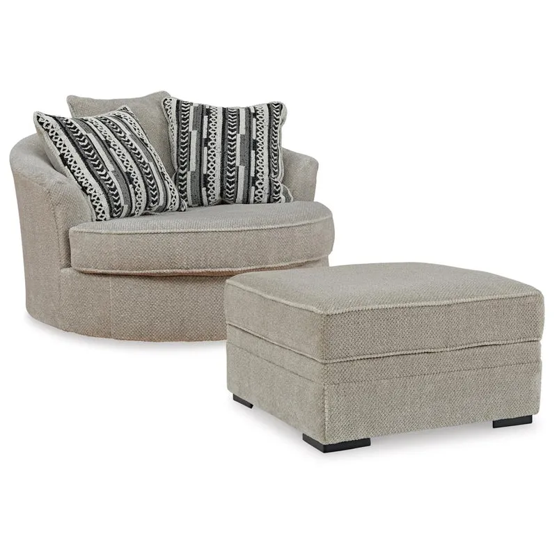 Benchcraft Calnita 20502U1 Oversized Swivel Chair and Ottoman