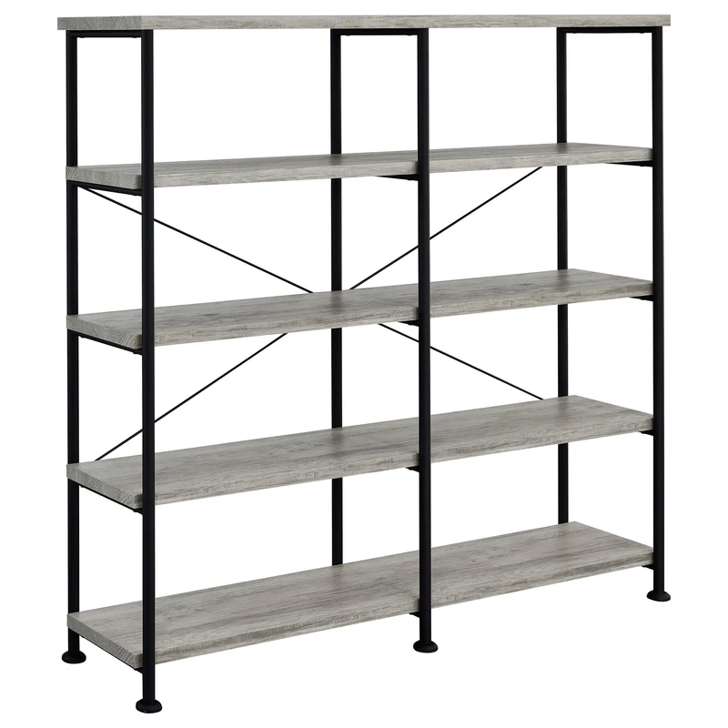 Coaster Furniture Analiese 801544 63-inch 4-shelf Double Bookshelf - Grey Driftwood