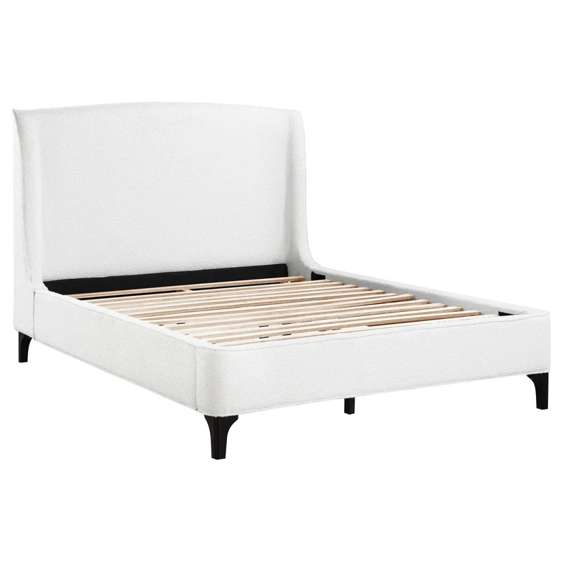 Coaster Furniture Mosby 306020Q Upholstered Queen Wingback Bed - Snow