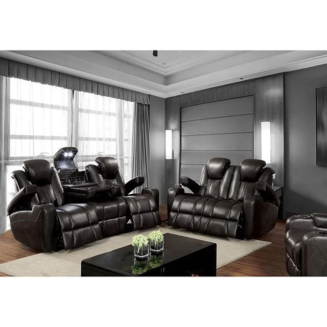 Furniture of America Zaurak Power Reclining Leatherette Loveseat CM6291-LV