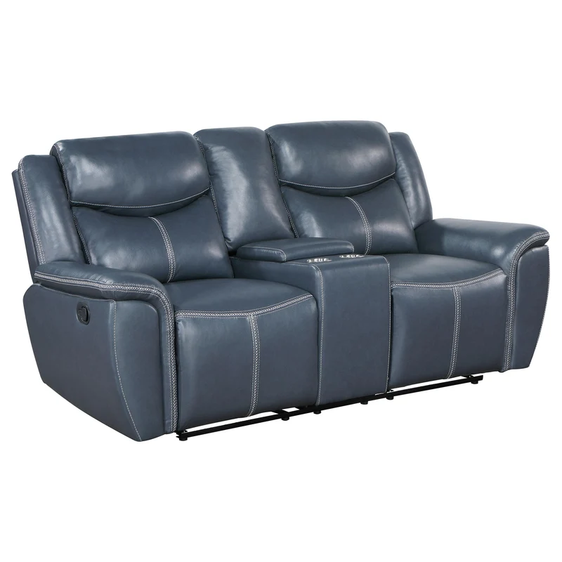 Coaster Furniture Sloane 610272 Upholstered Padded Arm Reclining Loveseat - Blue
