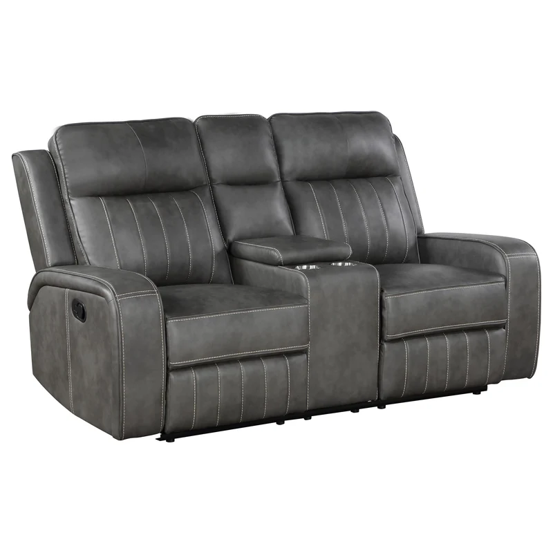 Coaster Furniture Raelynn 603192 Upholstered Track Arm Motion Loveseat - Grey