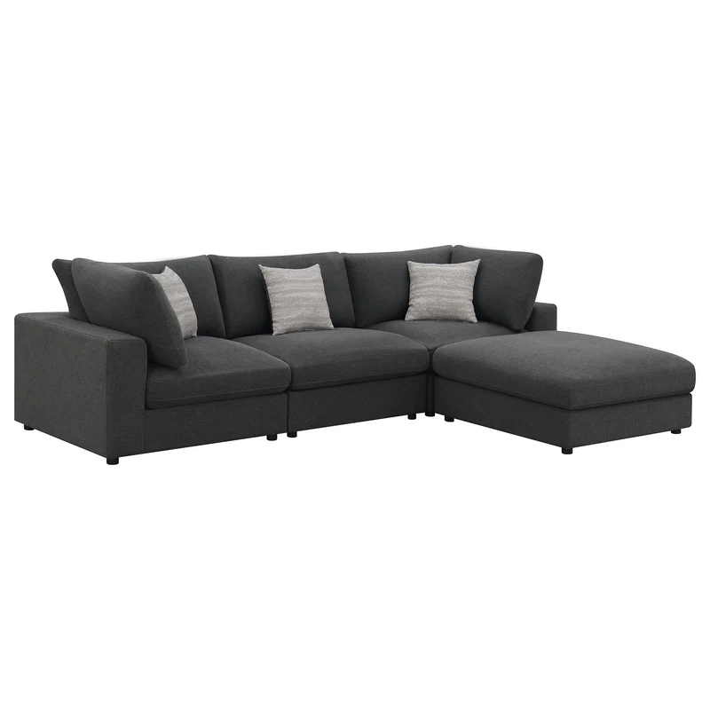 Coaster Furniture Serene 551324-SETB 4 pc Upholstered Modular Sectional - Charcoal