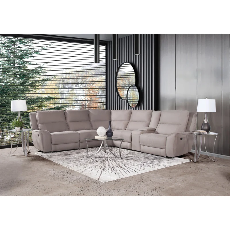Behold Home 7584 6 pc Dual Power Sectional - Lakeshire Ivory