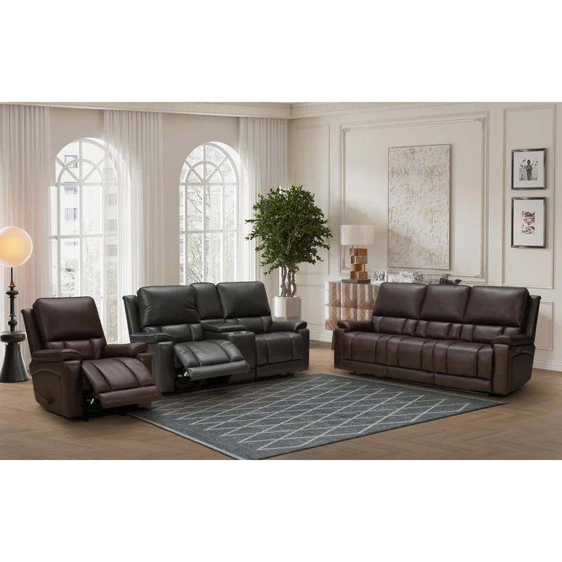 Behold Home 7581-27 Manual Console Loveseat - Stapleton Smoke Leather