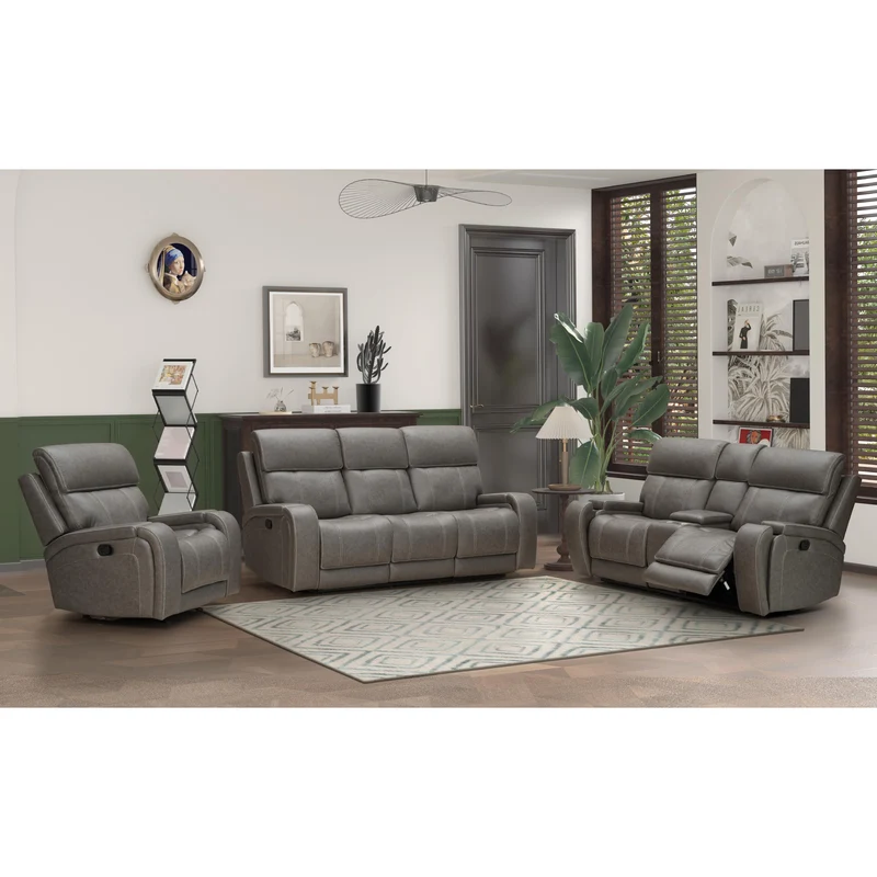 Behold Home 7552-65 Manual Rocker Recliner w Popout Cup Holders - Newport Pewter