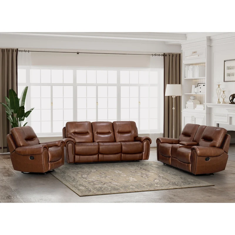 Behold Home 7495-39 Sofa w/ Popout Cup Holders - Foley Chocolate Leather
