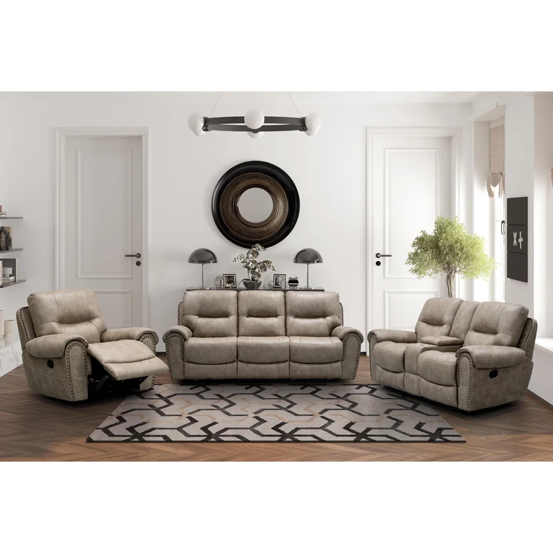 Behold Home 7495-39 Sofa w/ Popout Cup Holders - Foley Birch