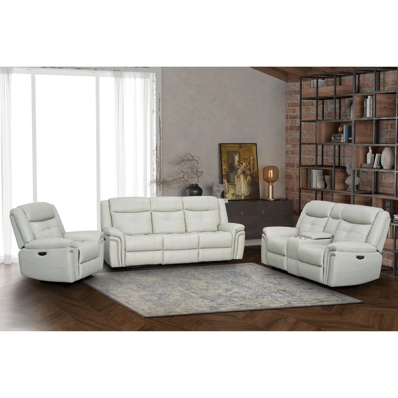 Behold Home 7487-65 Rocker Recliner w/ Popout Cup Holders - Belaire Platinum